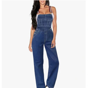 NWT Women's Comfortable Stretch Casual Jumpsuit Denim Pants Overalls